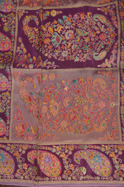 Kashmiri Pashmina Mellow Tissue Saree - Dusty Lavender / Lilac Tone.