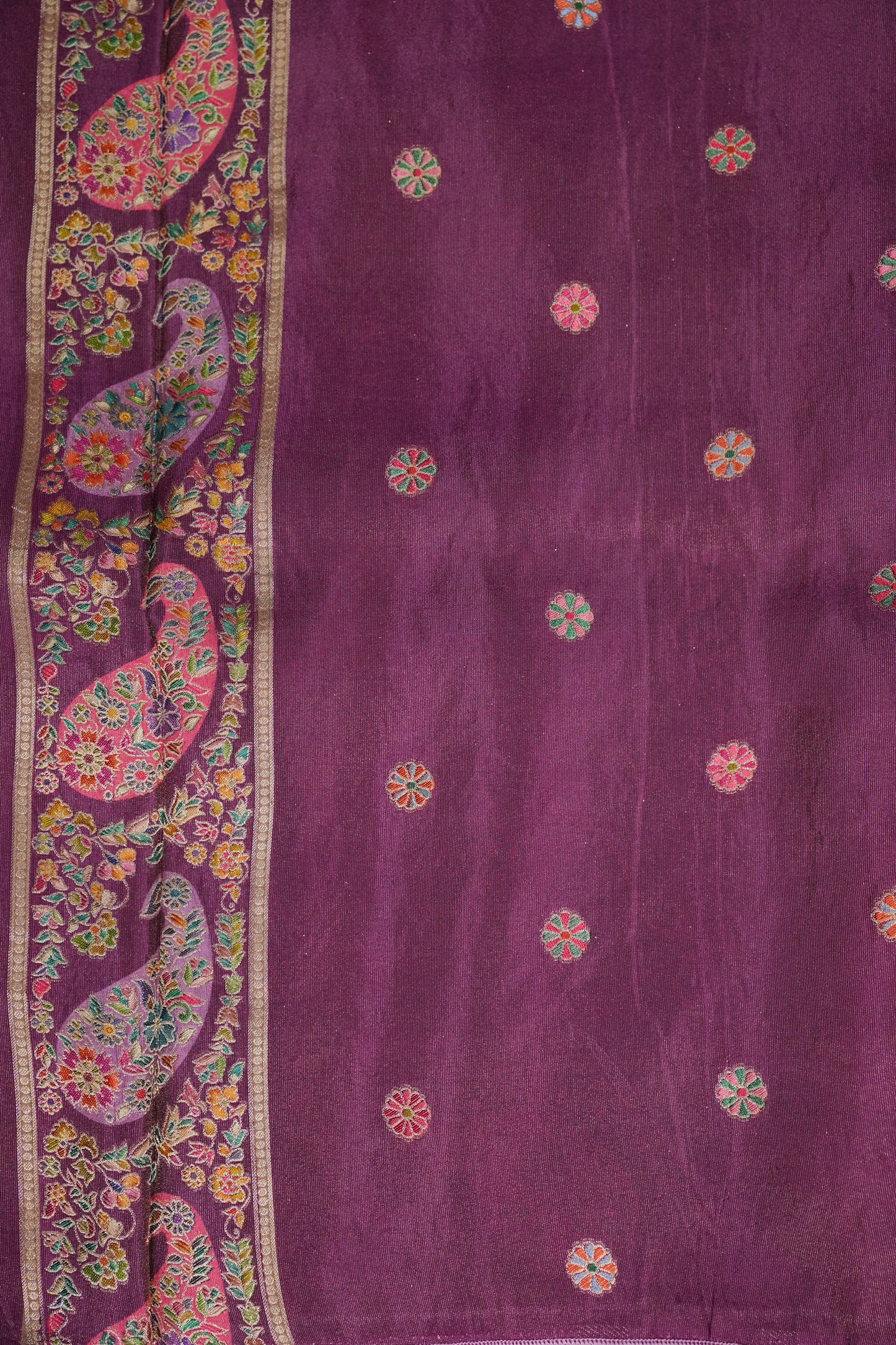 Kashmiri Pashmina Mellow Tissue Saree - Dusty Lavender / Lilac Tone.