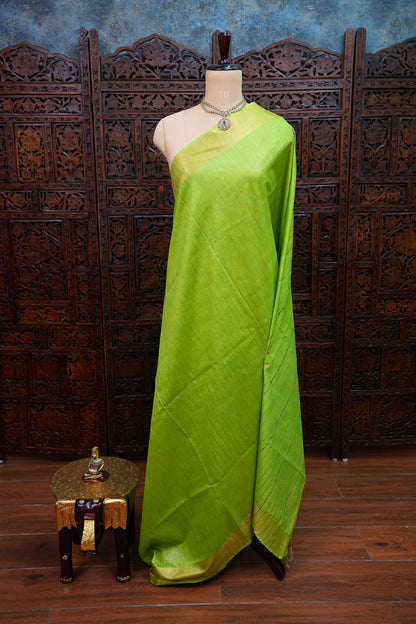 Semi Tussar Staple Saree - Green