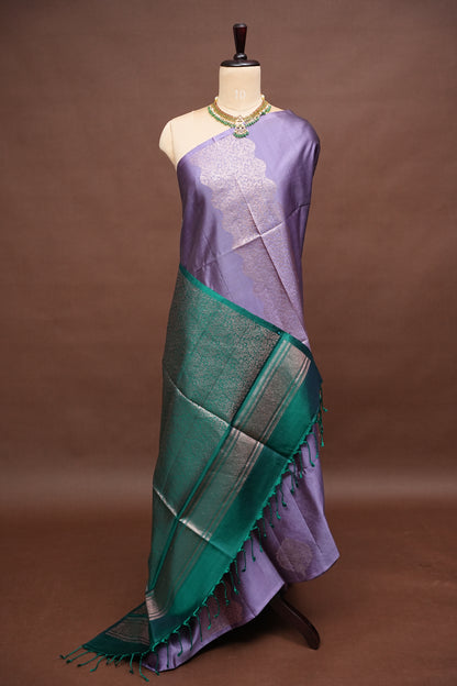 Pure Soft Silk Saree - Lavender & Emerald Green