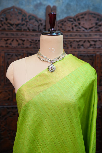 Semi Tussar Staple Saree - Green
