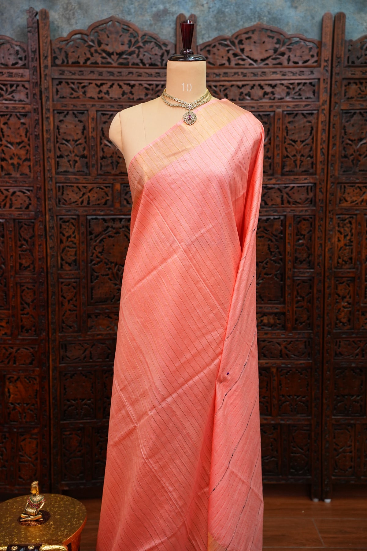 Semi Tussar Staple Saree - Peach