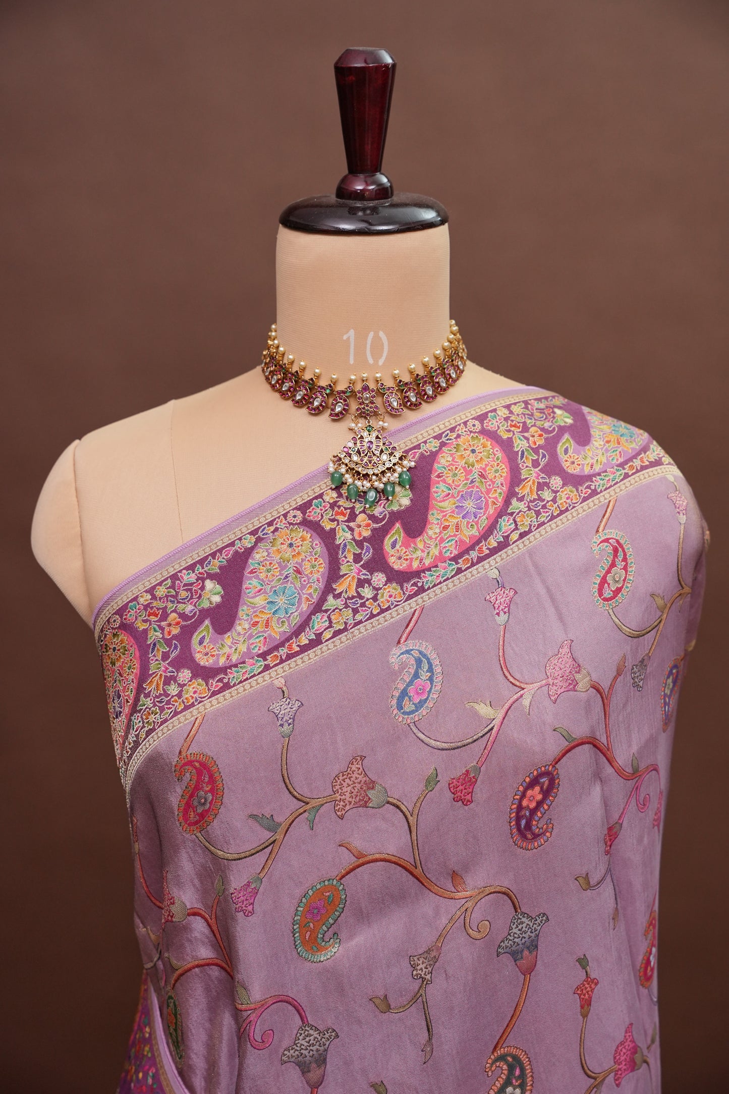 Kashmiri Pashmina Mellow Tissue Saree - Dusty Lavender / Lilac Tone.