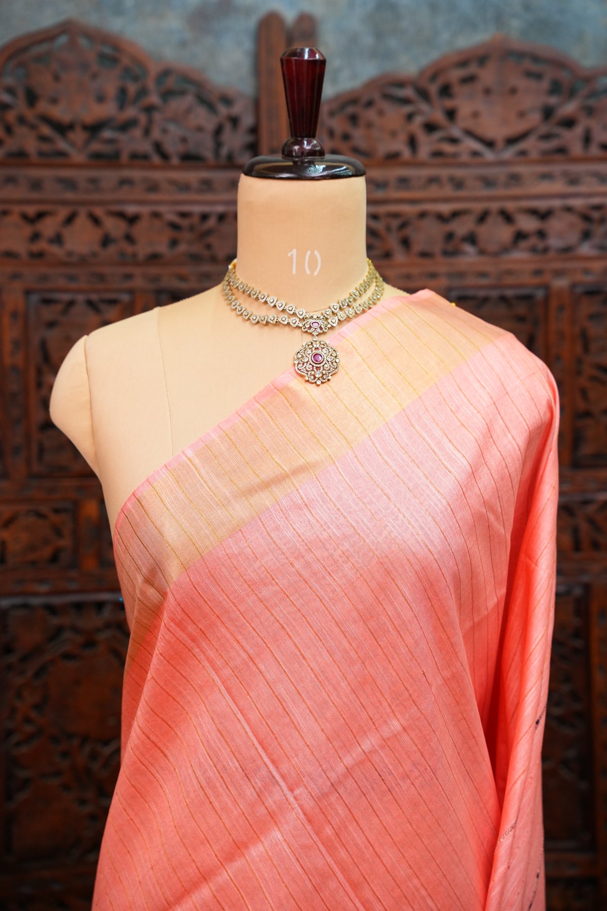 Semi Tussar Staple Saree - Peach