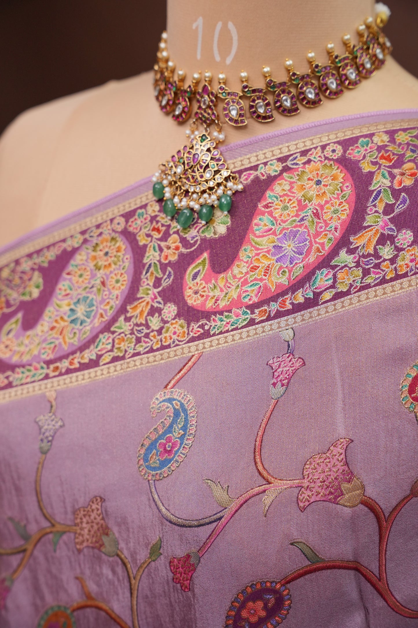Kashmiri Pashmina Mellow Tissue Saree - Dusty Lavender / Lilac Tone.