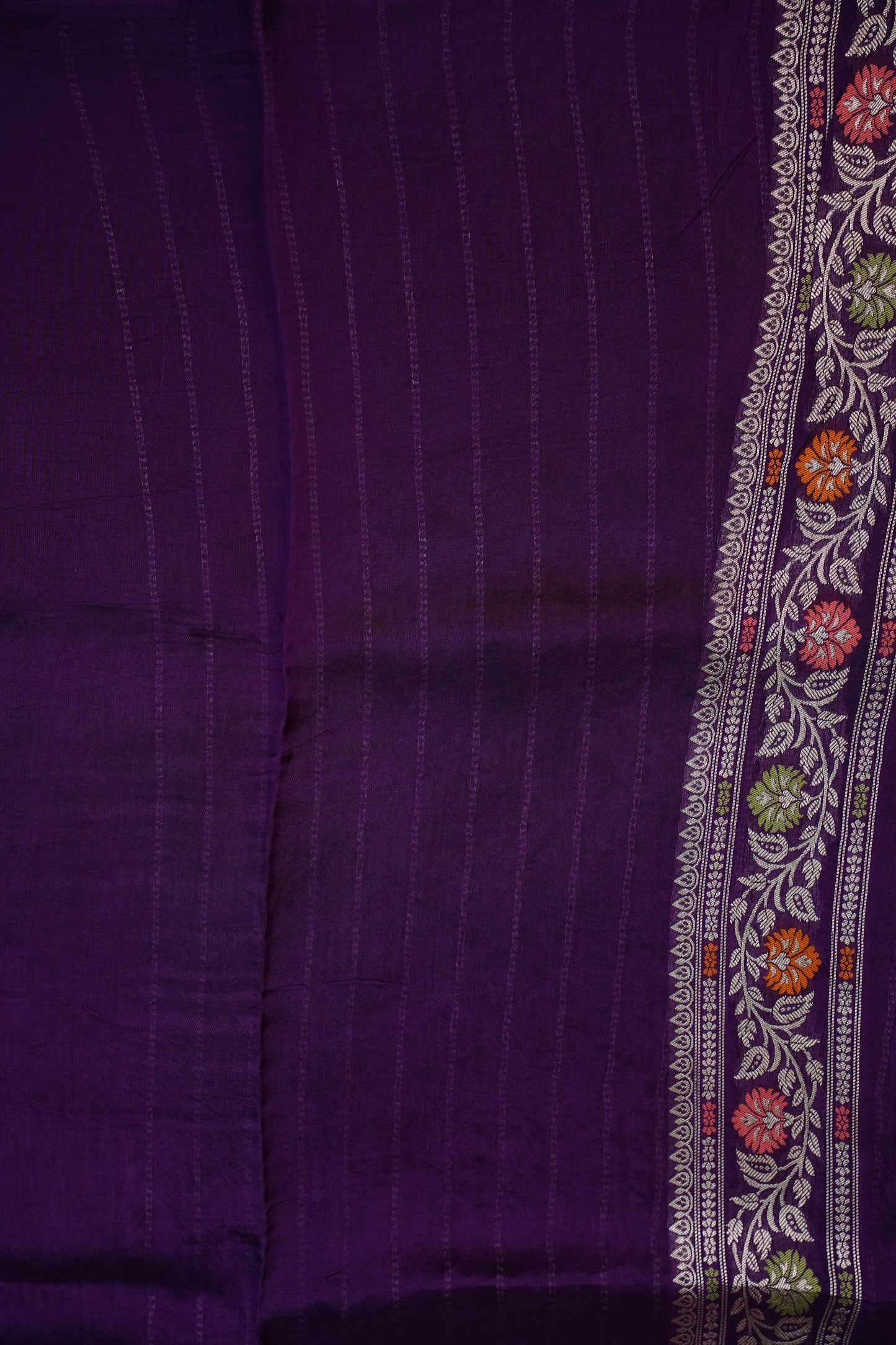 Mellow Tissue & Banarasi Fusion Saree with Meenakari Detailing – Deep Purple