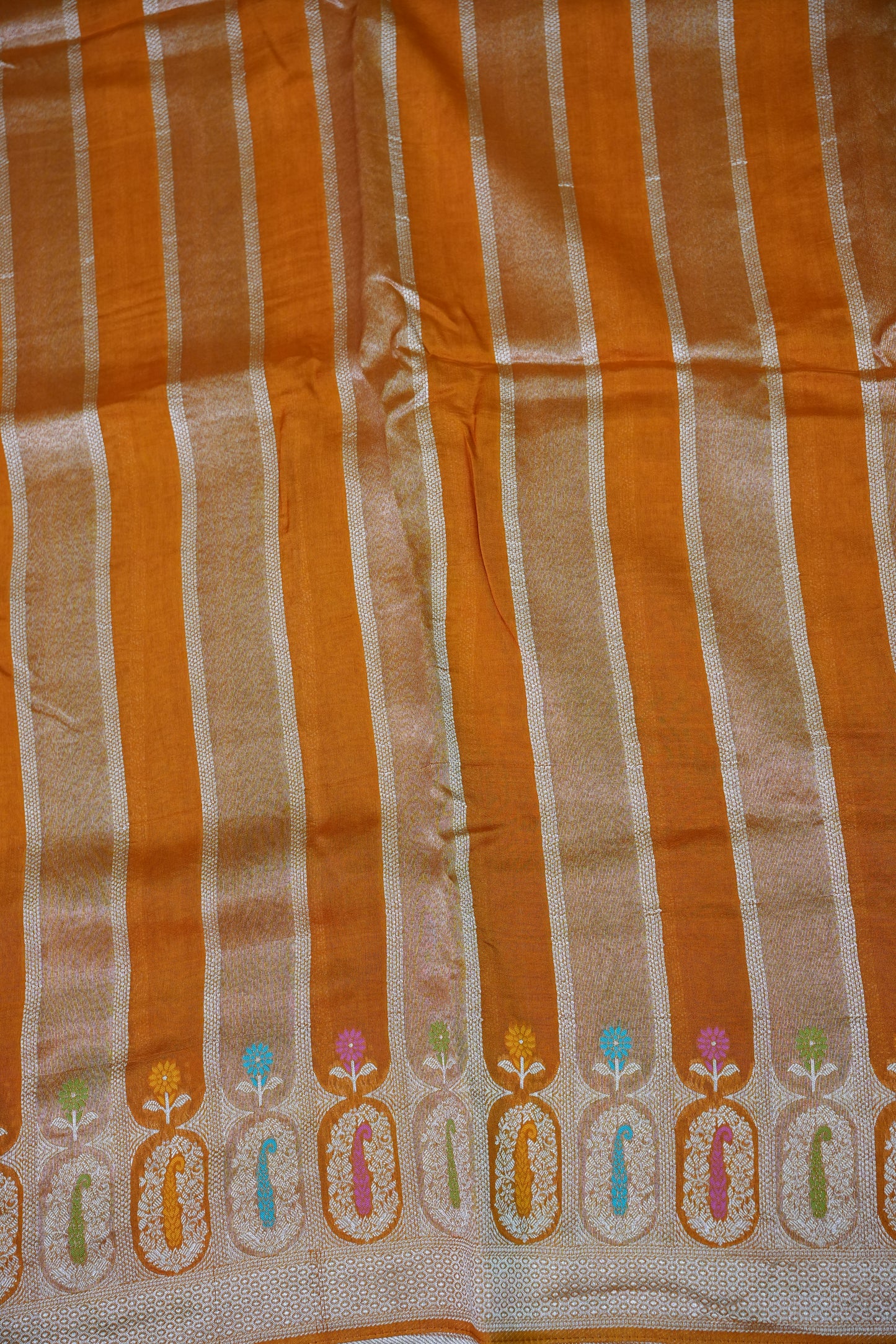 Mellow Tissue & Banarasi Fusion Saree with Meenakari Detailing – Mustard Yellow
