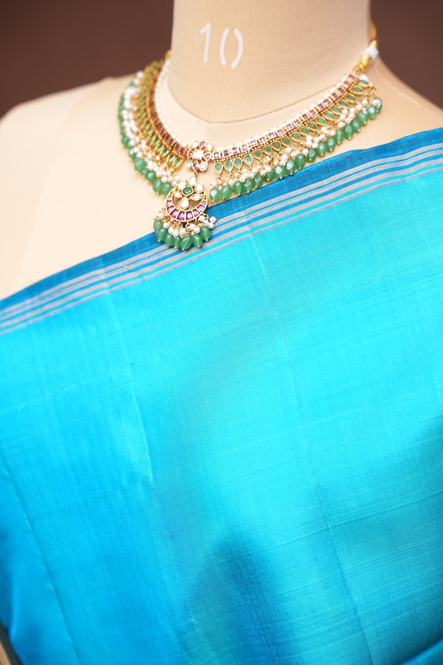 Pure Soft Silk Saree - Blue & Green