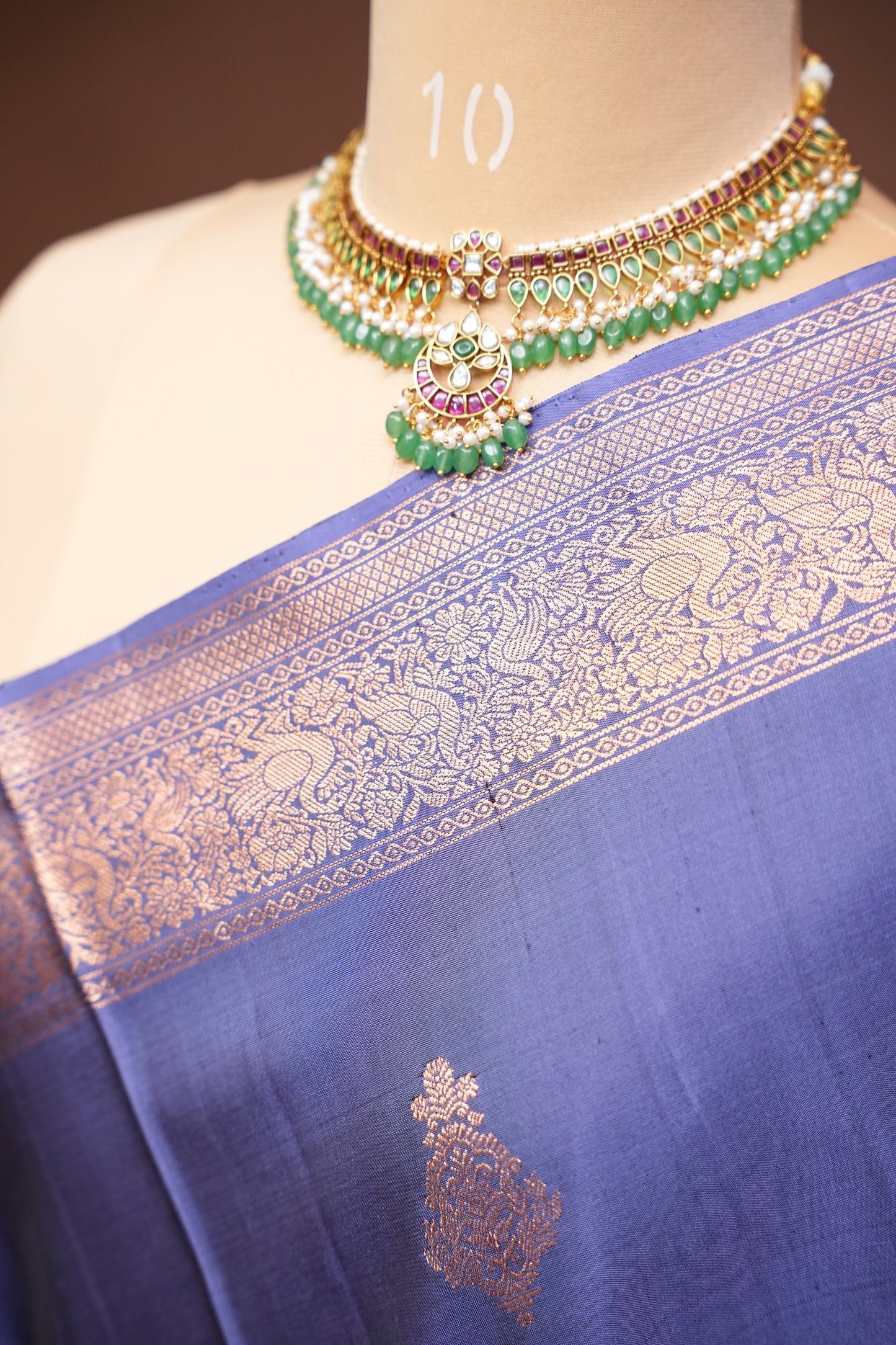 Pure Soft Silk Saree - Purple & Antique Gold