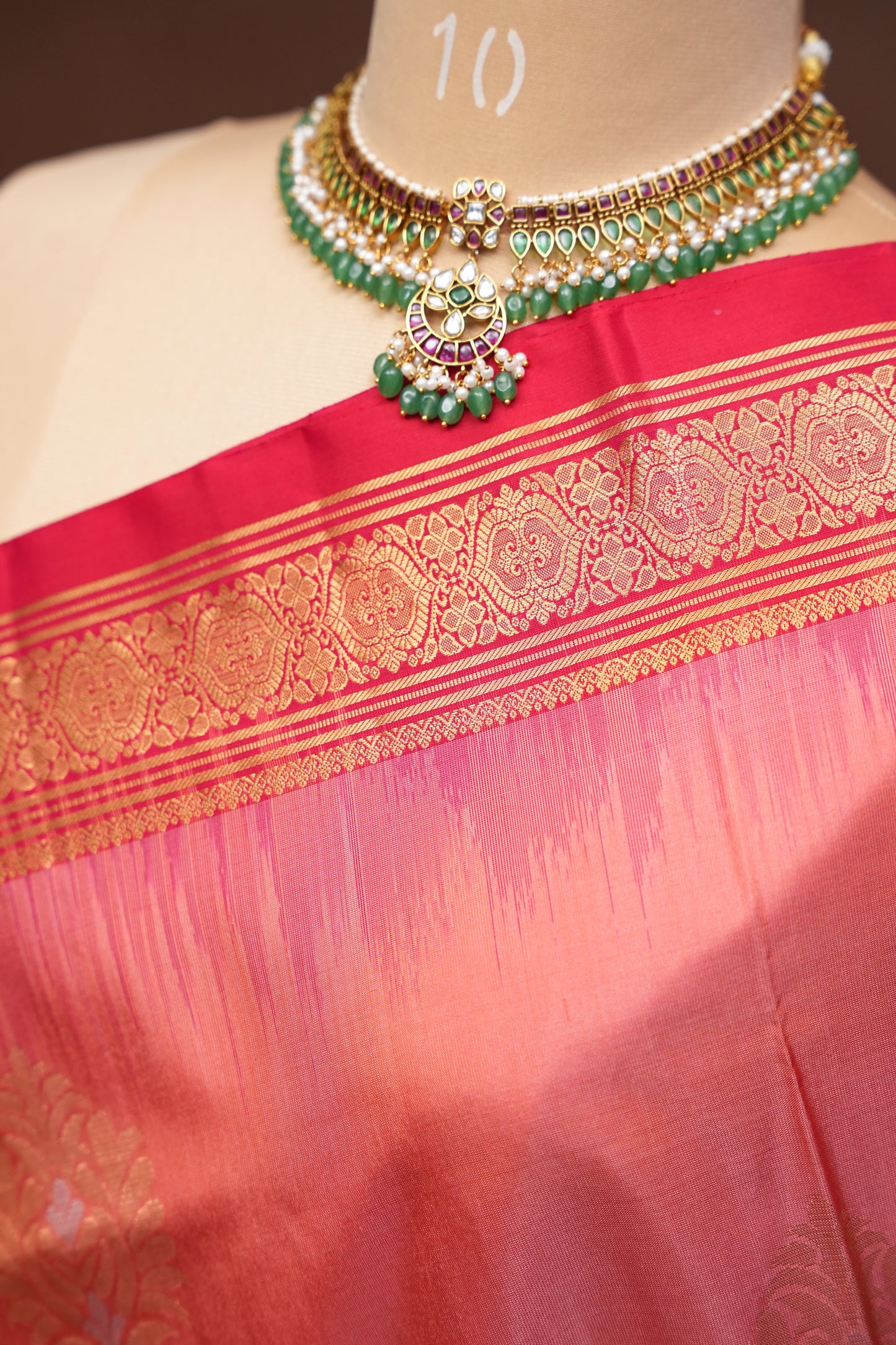 Pure Soft Silk Saree - Coral Pink & red