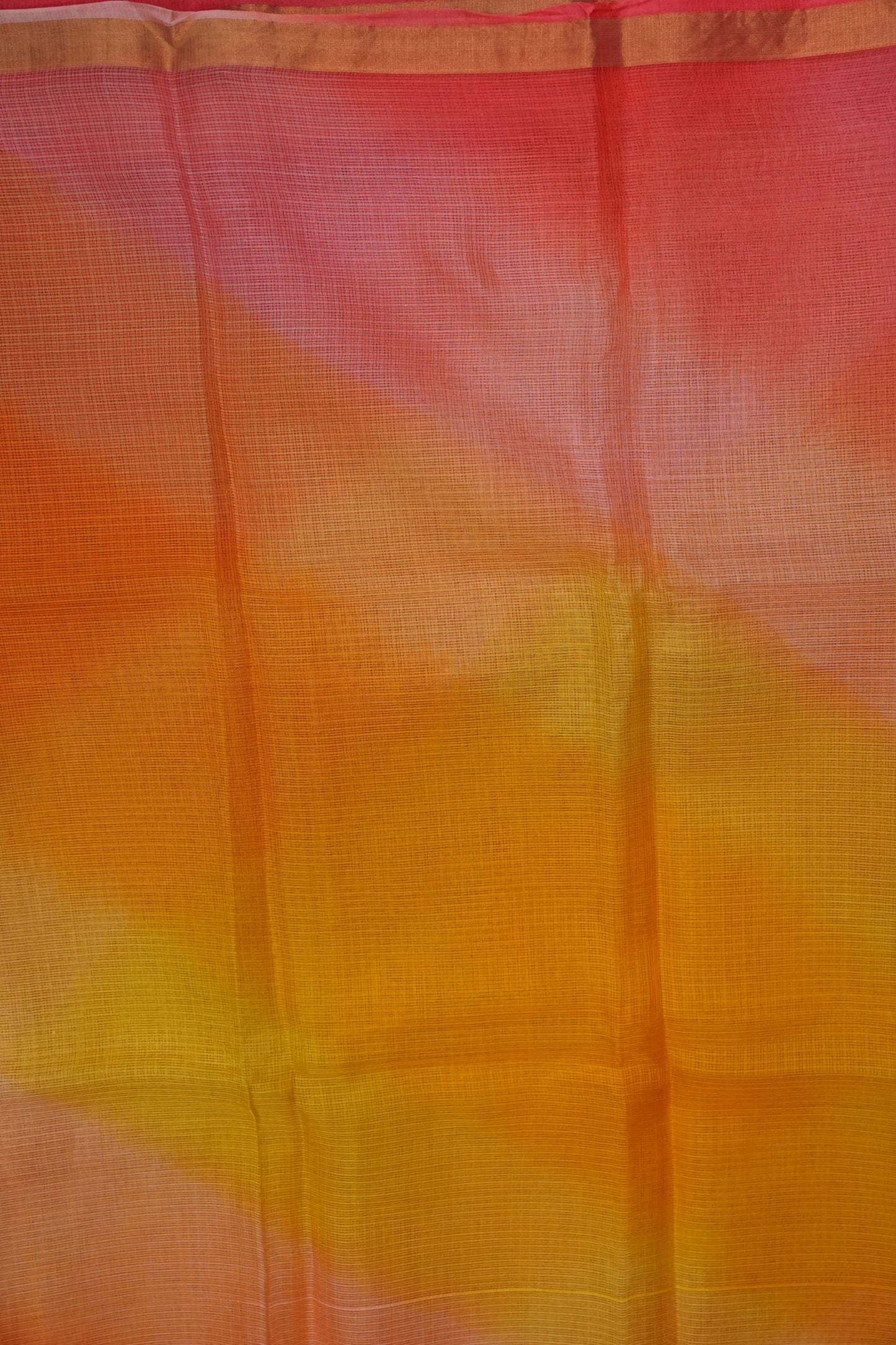 Silk Kota Multicolor Saree - Yellow & Warm Orange