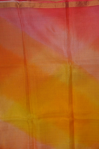 Silk Kota Multicolor Saree - Yellow & Warm Orange