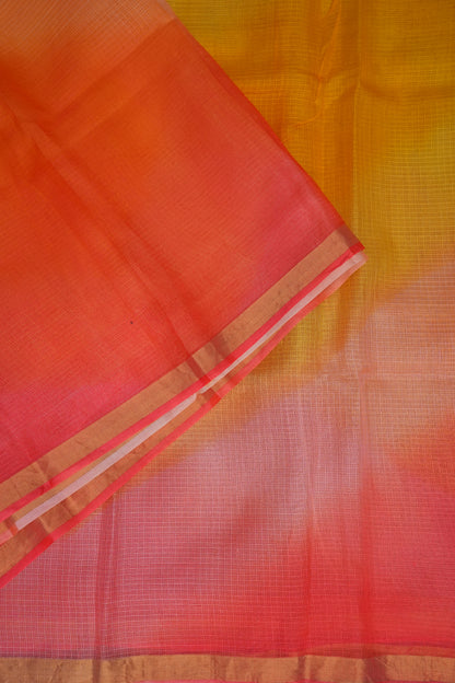 Silk Kota Multicolor Saree - Yellow & Warm Orange
