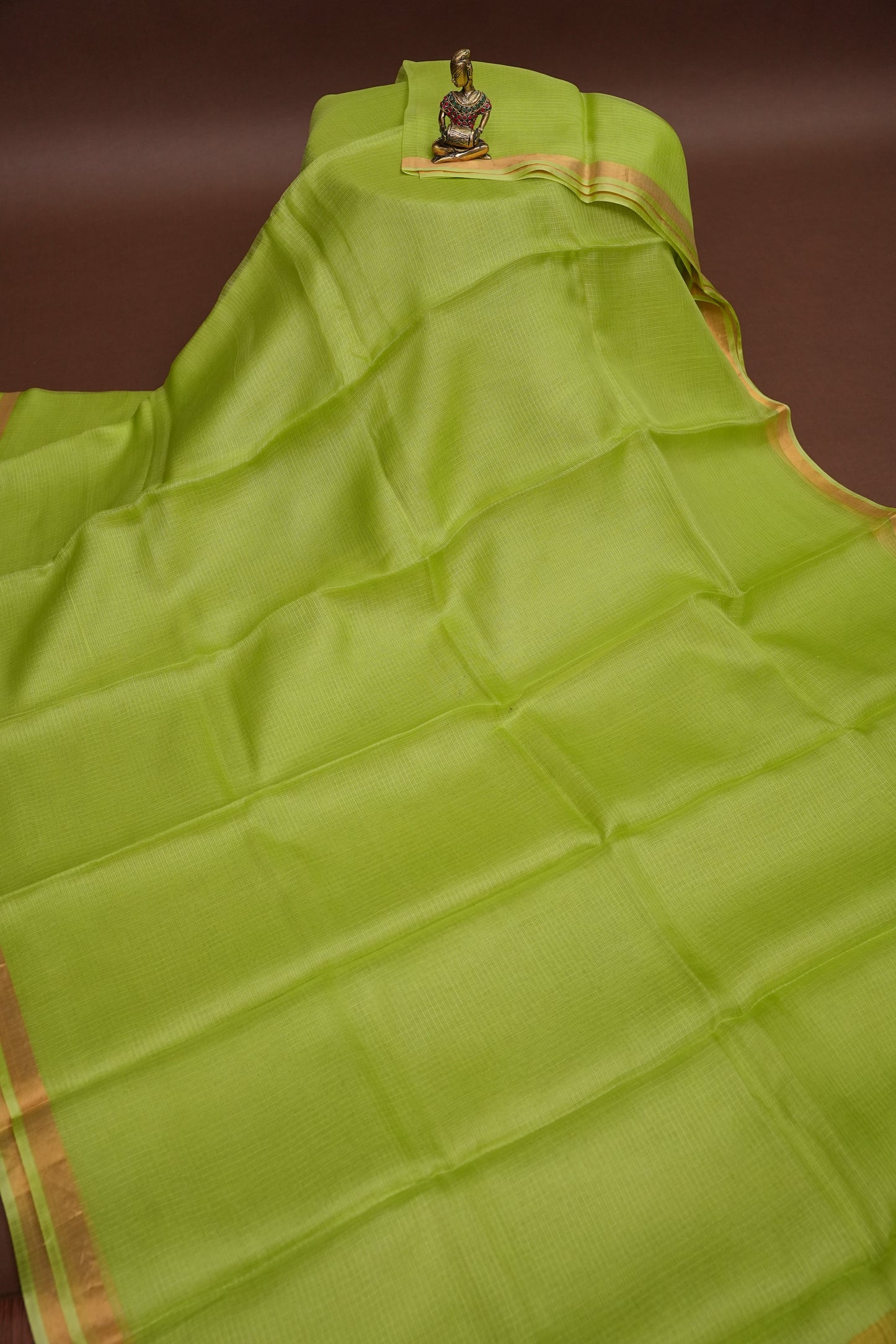 Silk Kota Plain Saree - Sage Green