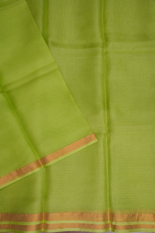 Silk Kota Plain Saree - Sage Green