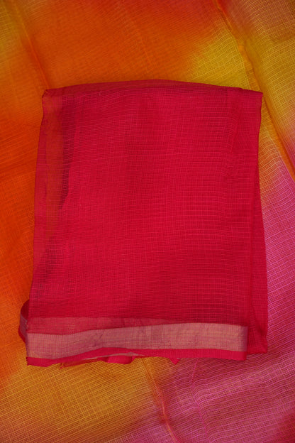 Silk Kota Multicolor Saree - Pink, Orange and Yellow Blend