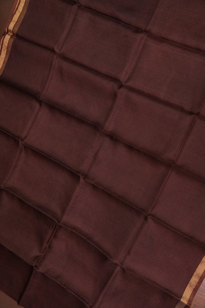 Silk Kota Plain Saree - Coffee