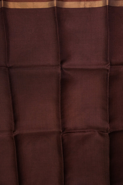 Silk Kota Plain Saree - Coffee