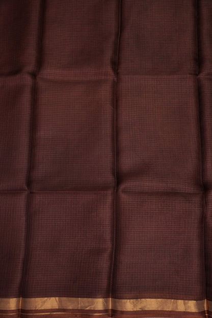 Silk Kota Plain Saree - Coffee