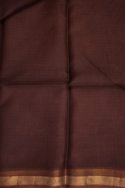 Silk Kota Plain Saree - Coffee