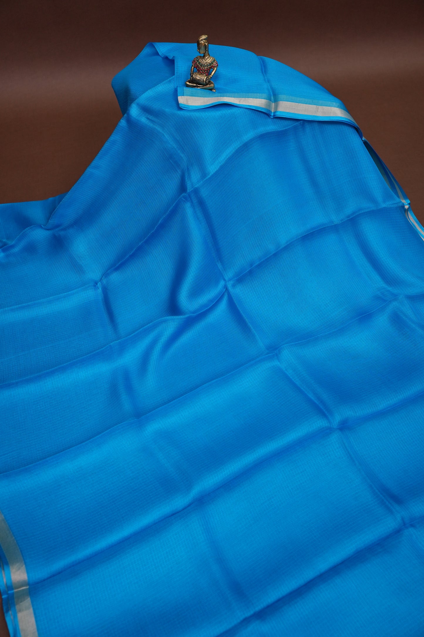 Silk Kota Plain Saree - Blue