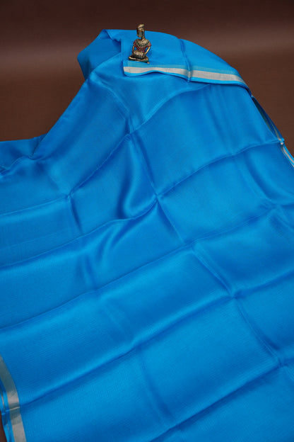 Silk Kota Plain Saree - Blue