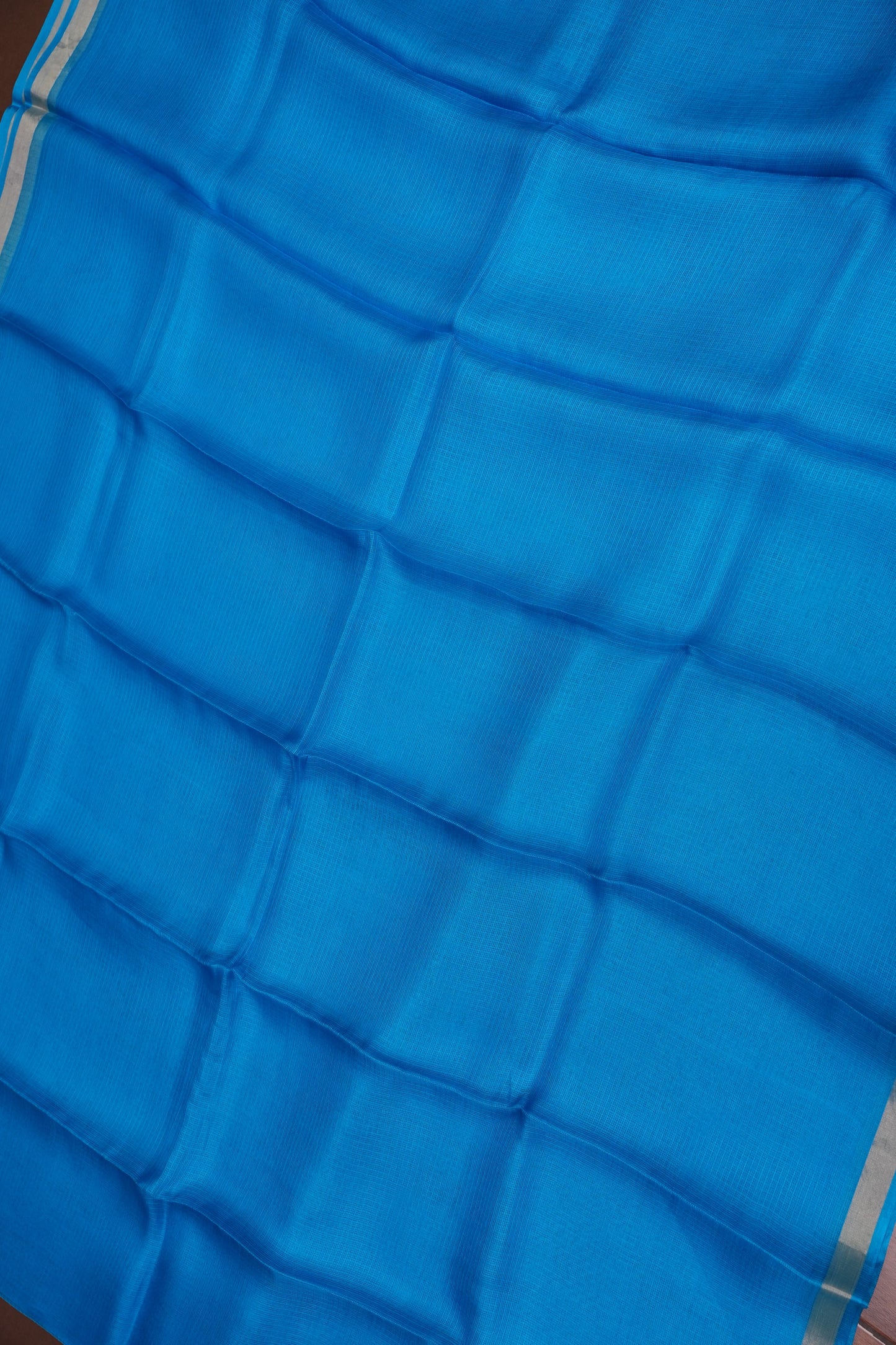 Silk Kota Plain Saree - Blue