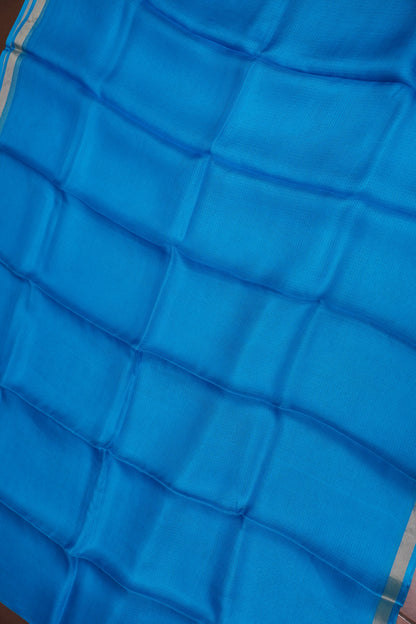 Silk Kota Plain Saree - Blue