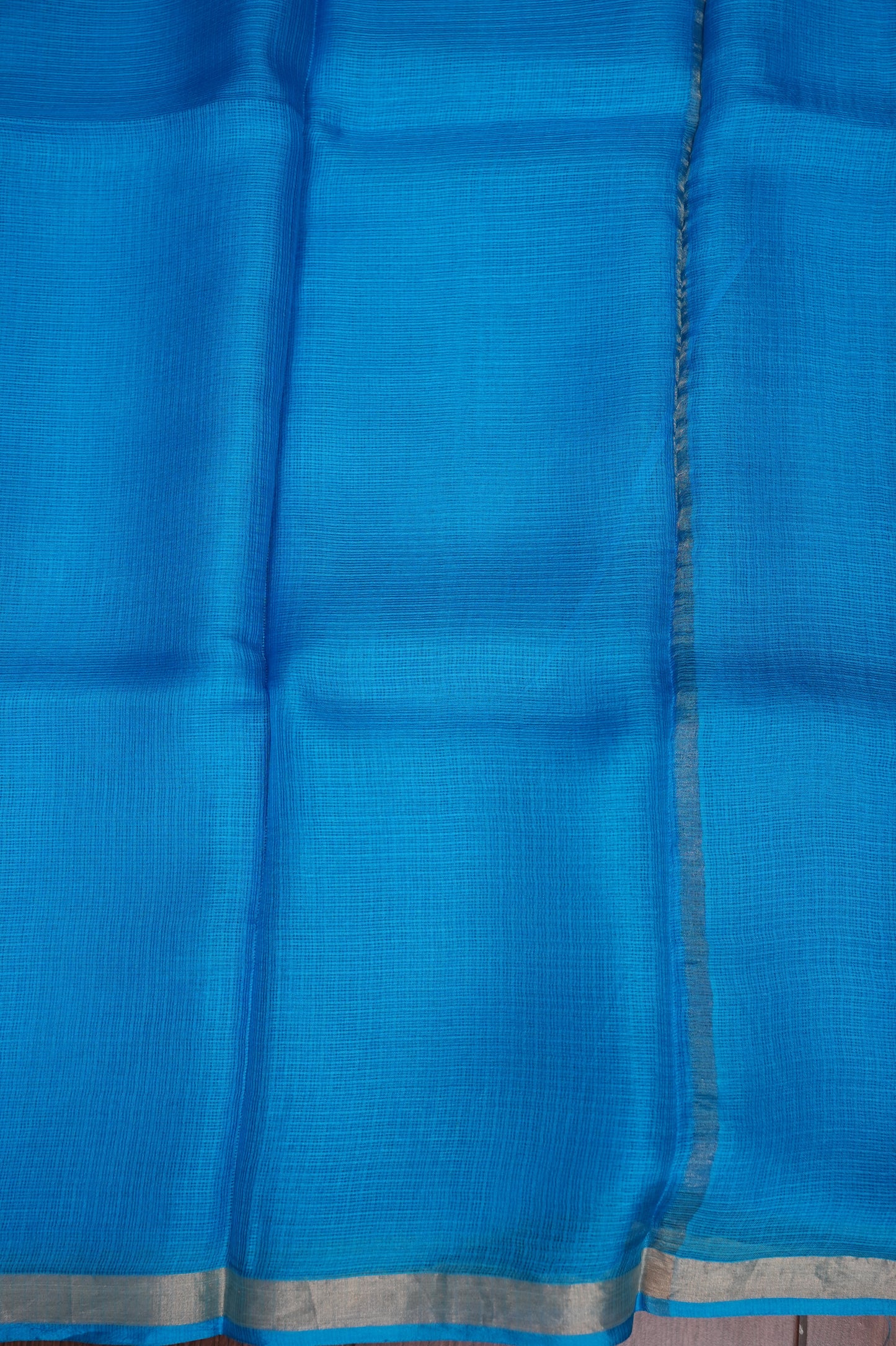 Silk Kota Plain Saree - Blue
