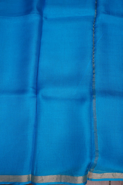 Silk Kota Plain Saree - Blue
