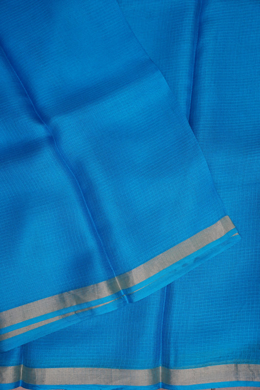 Silk Kota Plain Saree - Blue