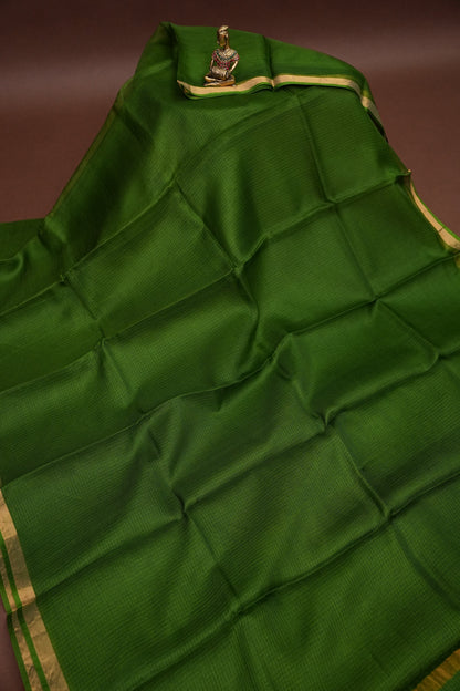 Silk Kota Plain Saree - Green