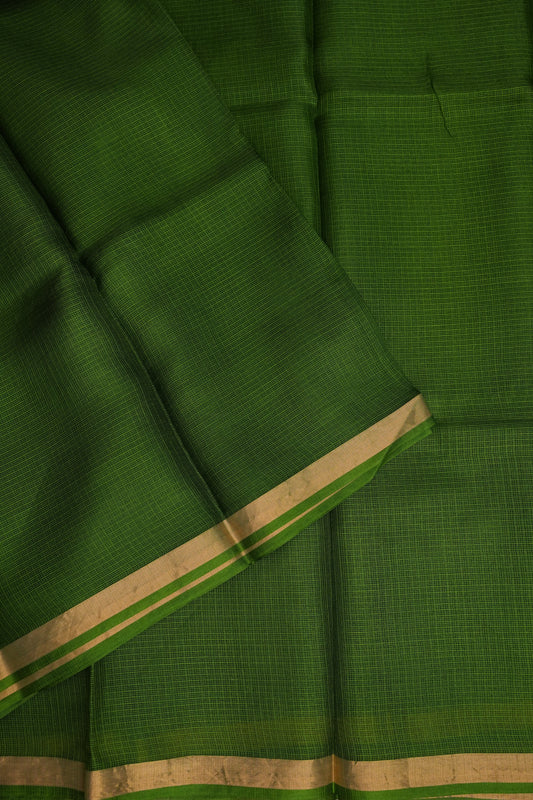 Silk Kota Plain Saree - Green
