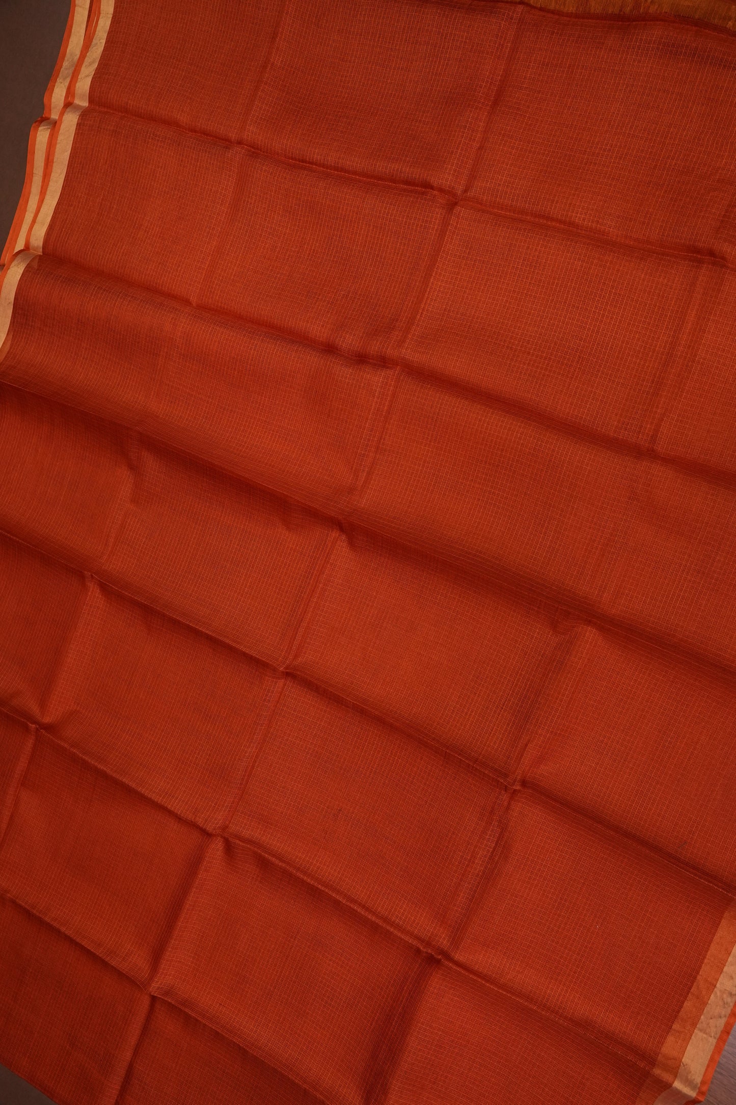 Silk Kota Plain Saree - Burnt Orange