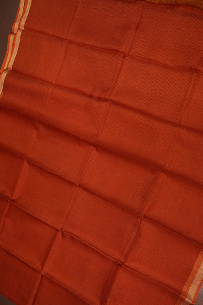 Silk Kota Plain Saree - Burnt Orange