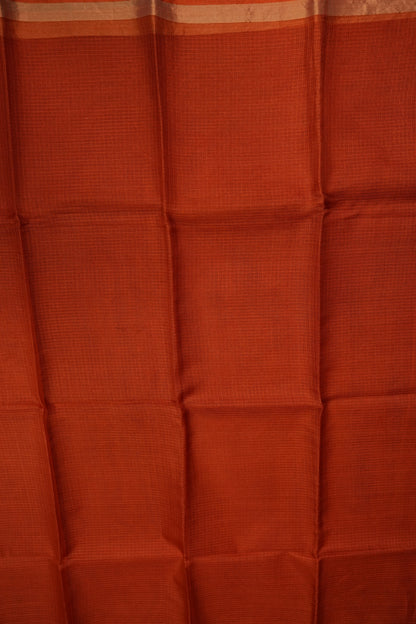 Silk Kota Plain Saree - Burnt Orange