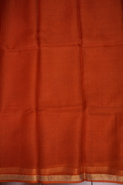 Silk Kota Plain Saree - Burnt Orange