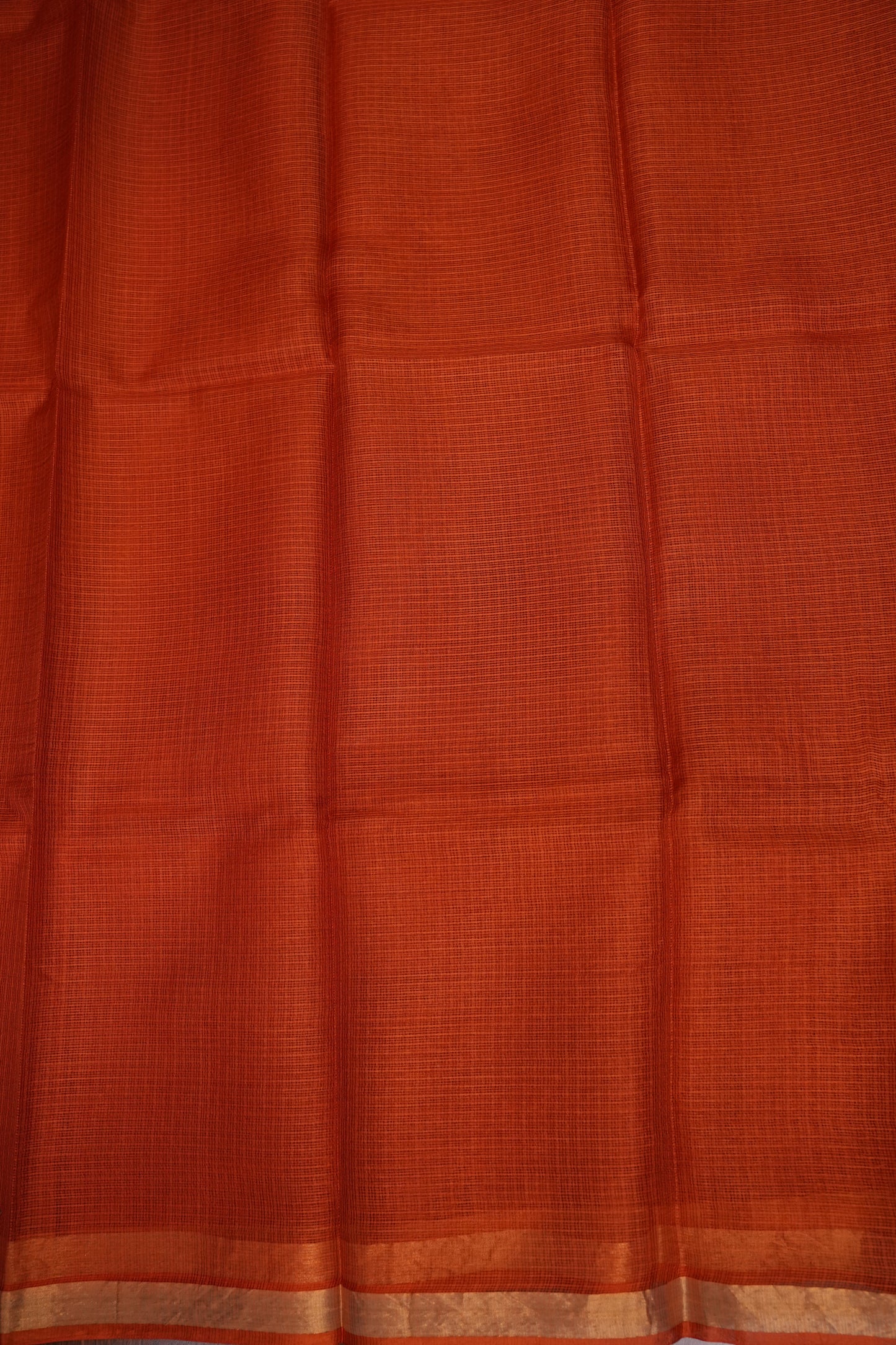 Silk Kota Plain Saree - Burnt Orange