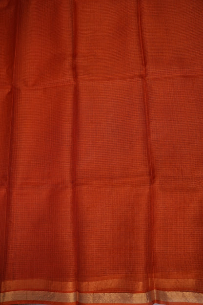 Silk Kota Plain Saree - Burnt Orange