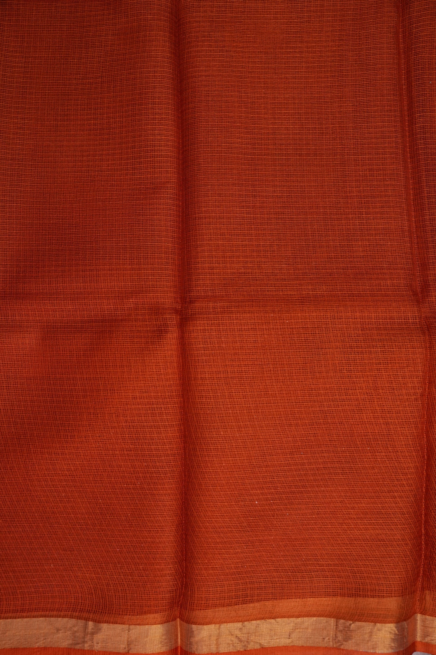 Silk Kota Plain Saree - Burnt Orange