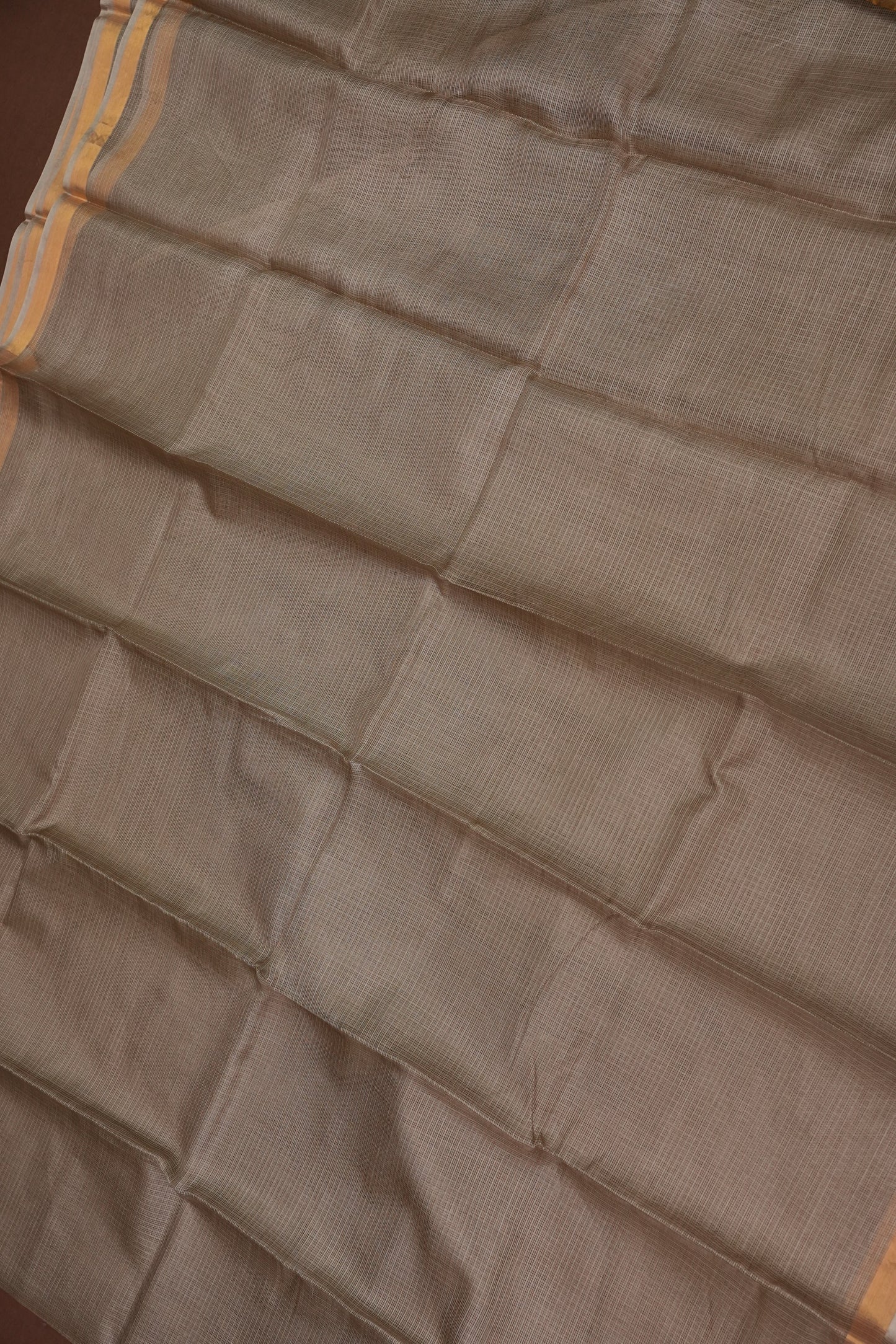 Silk Kota Plain Saree - Sand Beige