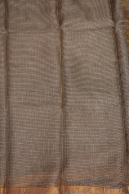 Silk Kota Plain Saree - Sand Beige