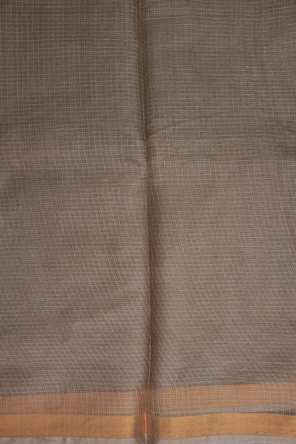 Silk Kota Plain Saree - Sand Beige