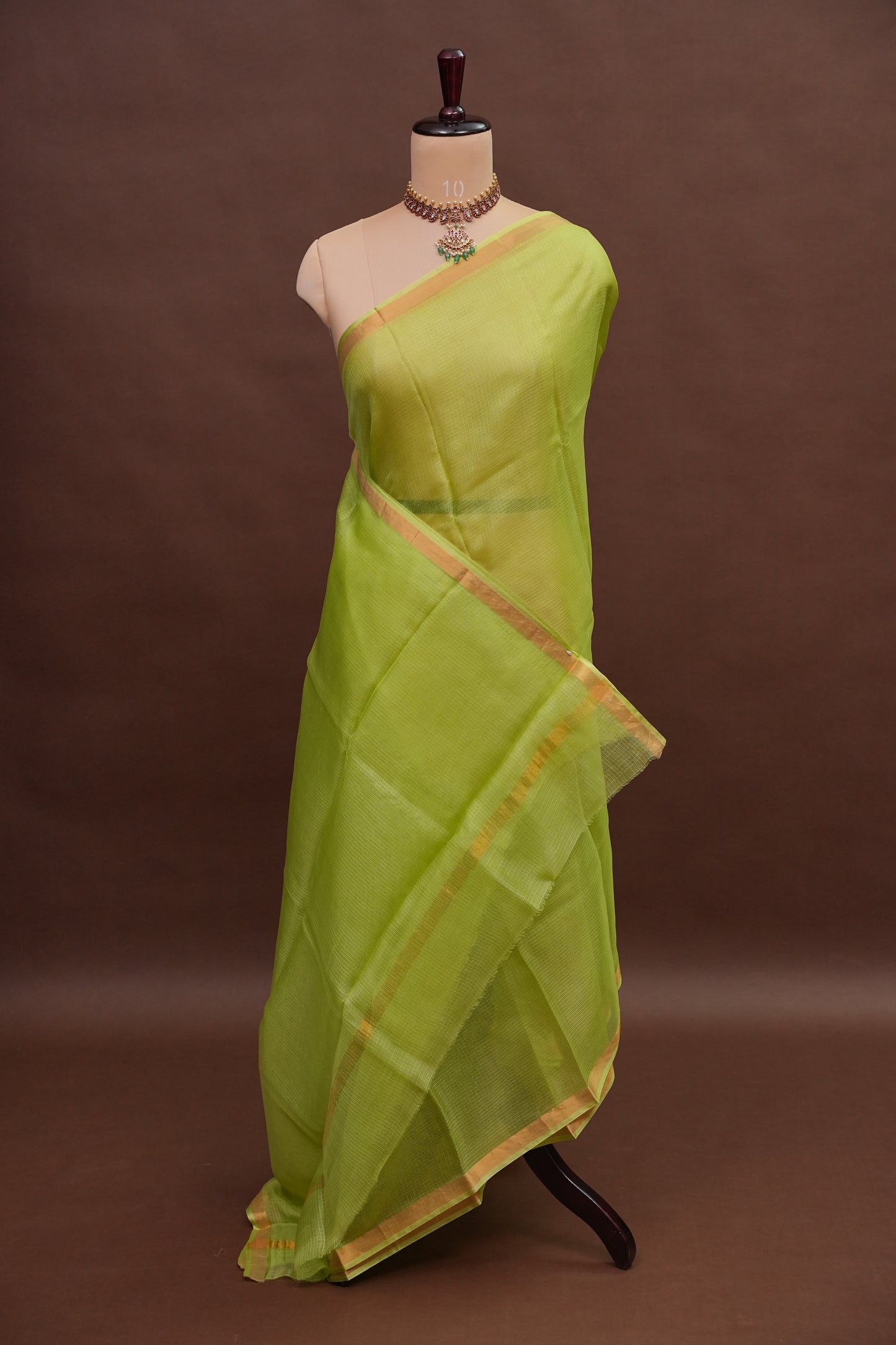 Silk Kota Plain Saree - Sage Green