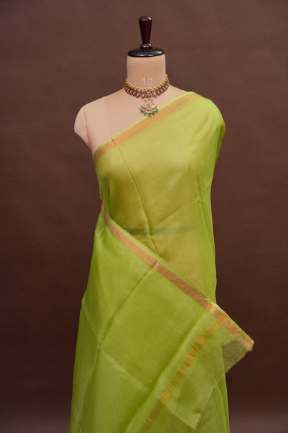 Silk Kota Plain Saree - Sage Green