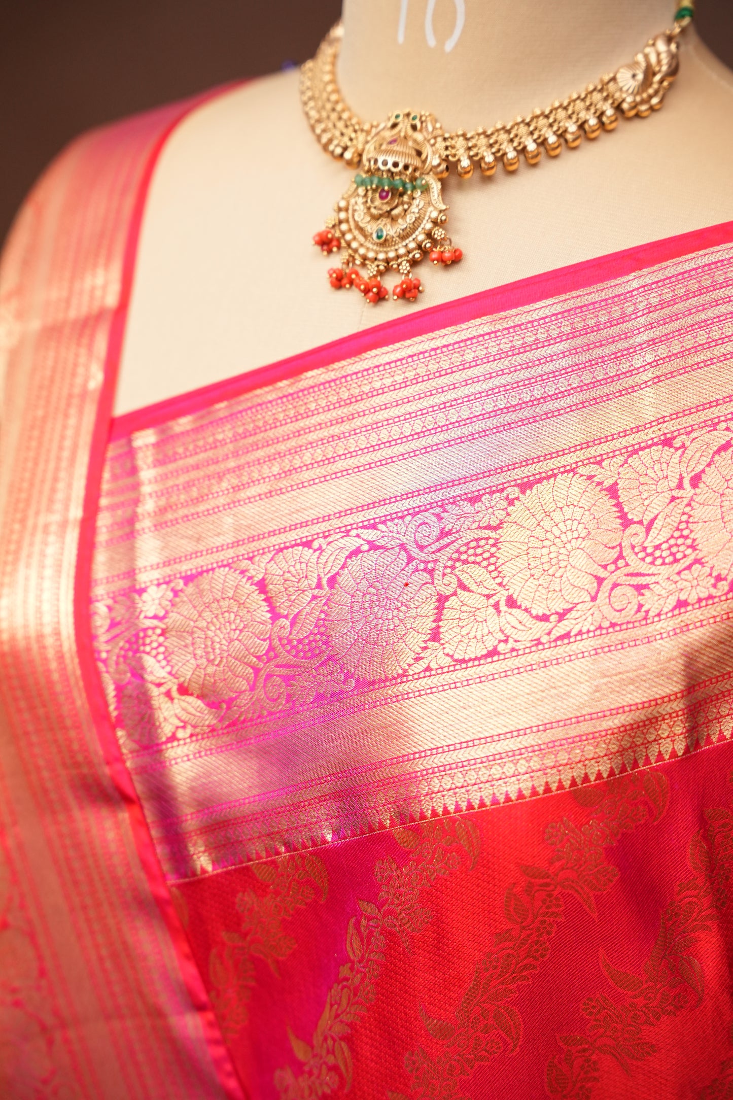Rangkat Collection|Red & Pink Pure Kanchipuram Silk Saree|Silk Mark Certified