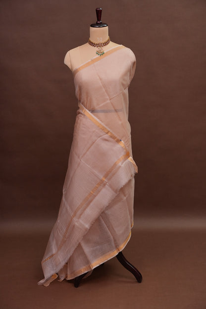 Silk Kota Multicolor Saree - Dusty Nude Shade