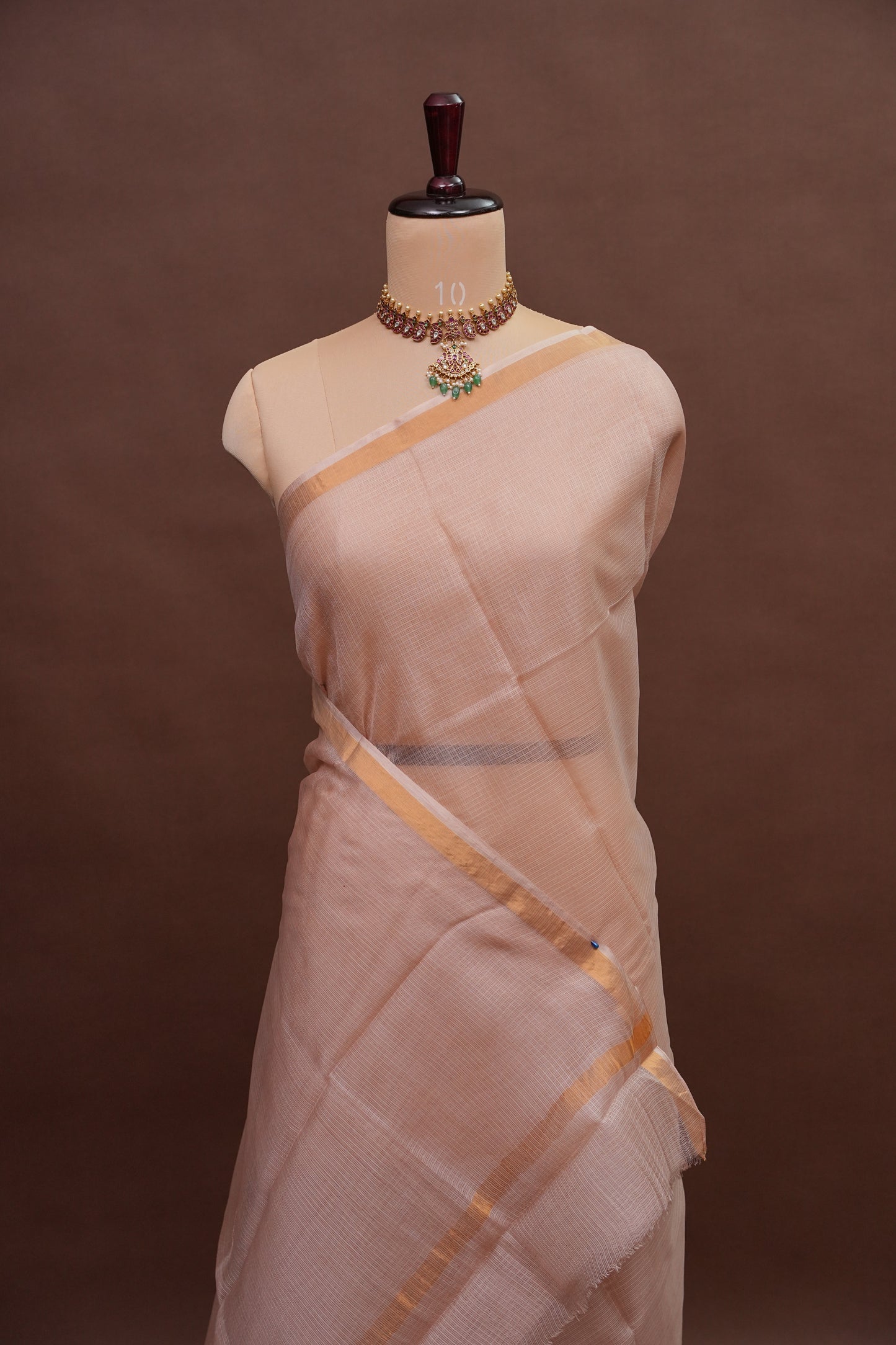 Silk Kota Multicolor Saree - Dusty Nude Shade