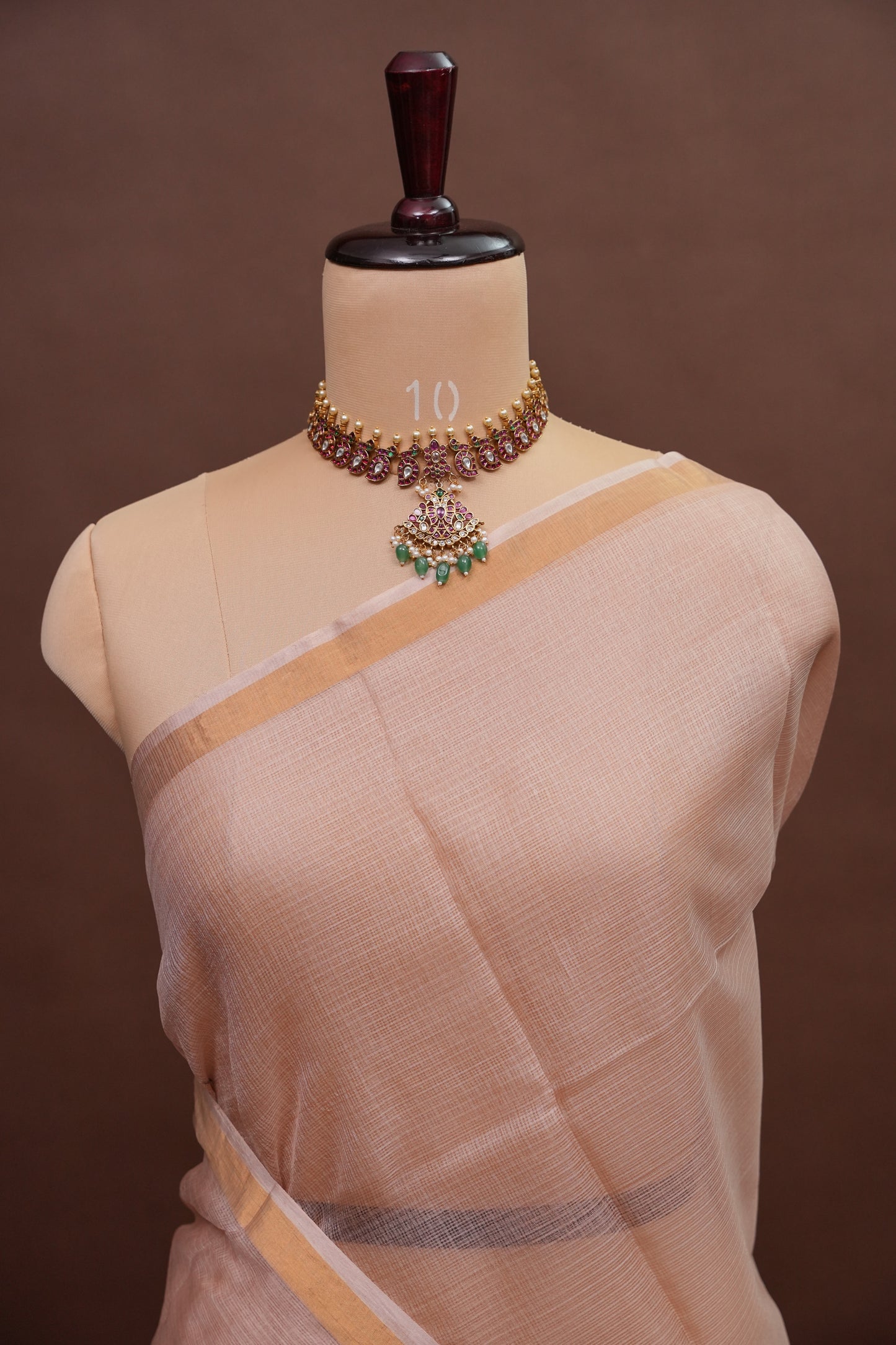 Silk Kota Multicolor Saree - Dusty Nude Shade