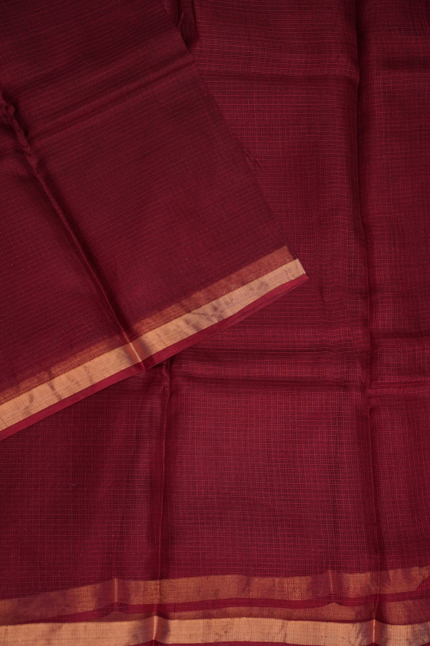 Silk Kota Plain Saree - Maroon